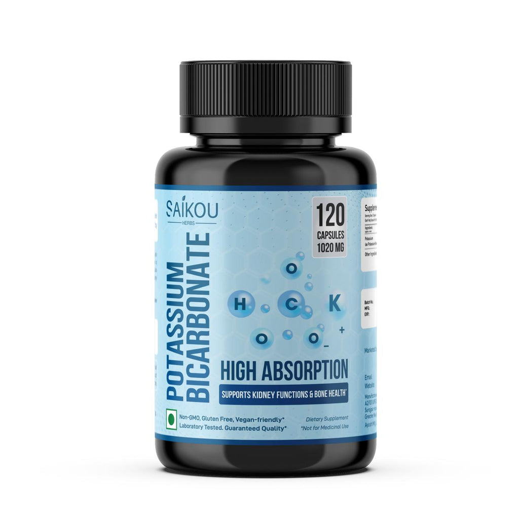 Potassium Supplement 1020mg High Absorption Potassium Bicarbonate- 120 Capsules Supports Electrolyte Balance, Kidney and Bone Health