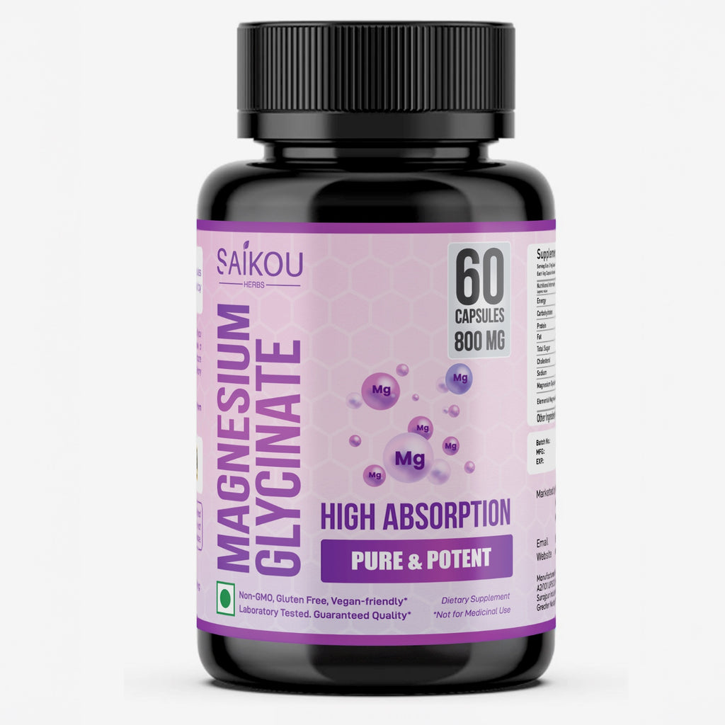 Magnesium Glycinate 1600mg per Serving High Absorption, Pure and Potent - 60 Capsules