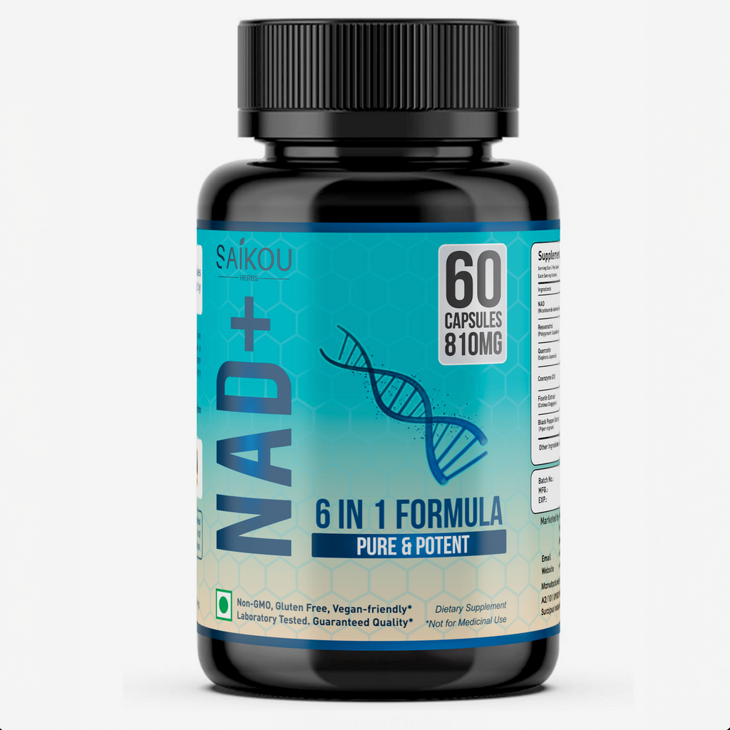 NAD+ Supplement 810mg with Nicotinamide Adenine Dinucleotide, Resveratrol, Quercetin, Coenzyme Q10, Fisetin and Black Pepper - Healthy Aging - High Absorption - 60 Capsules