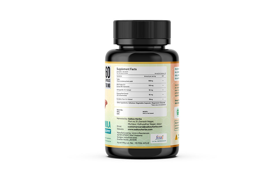 TUDCA (Tauroursodeoxycholic Acid) 750mg - 5 in 1 with Milk Thistle, Ashwagandha, Dandelion and Ginseng - 60 Servings